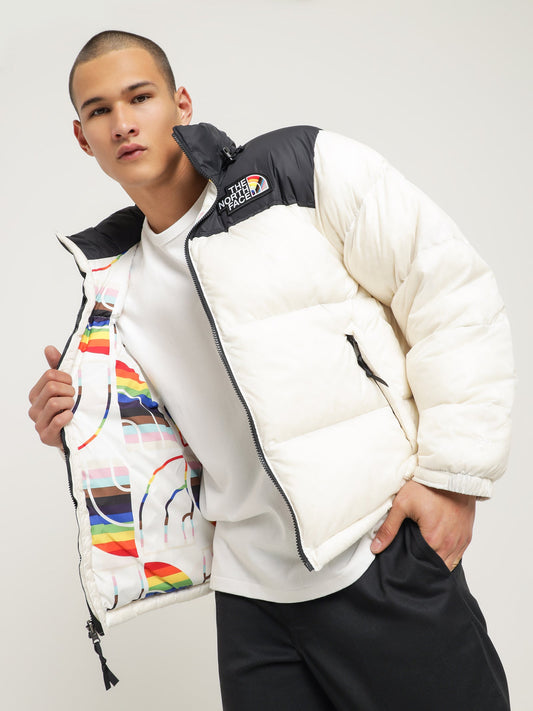 1996 Retro Nuptse Pride Jacket in White & Black